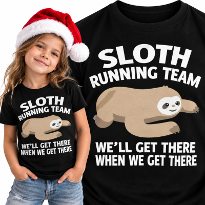 KOSZULKA DZIECIĘCA ŚWIĄTECZNA SLOTH RUNNING TEAM